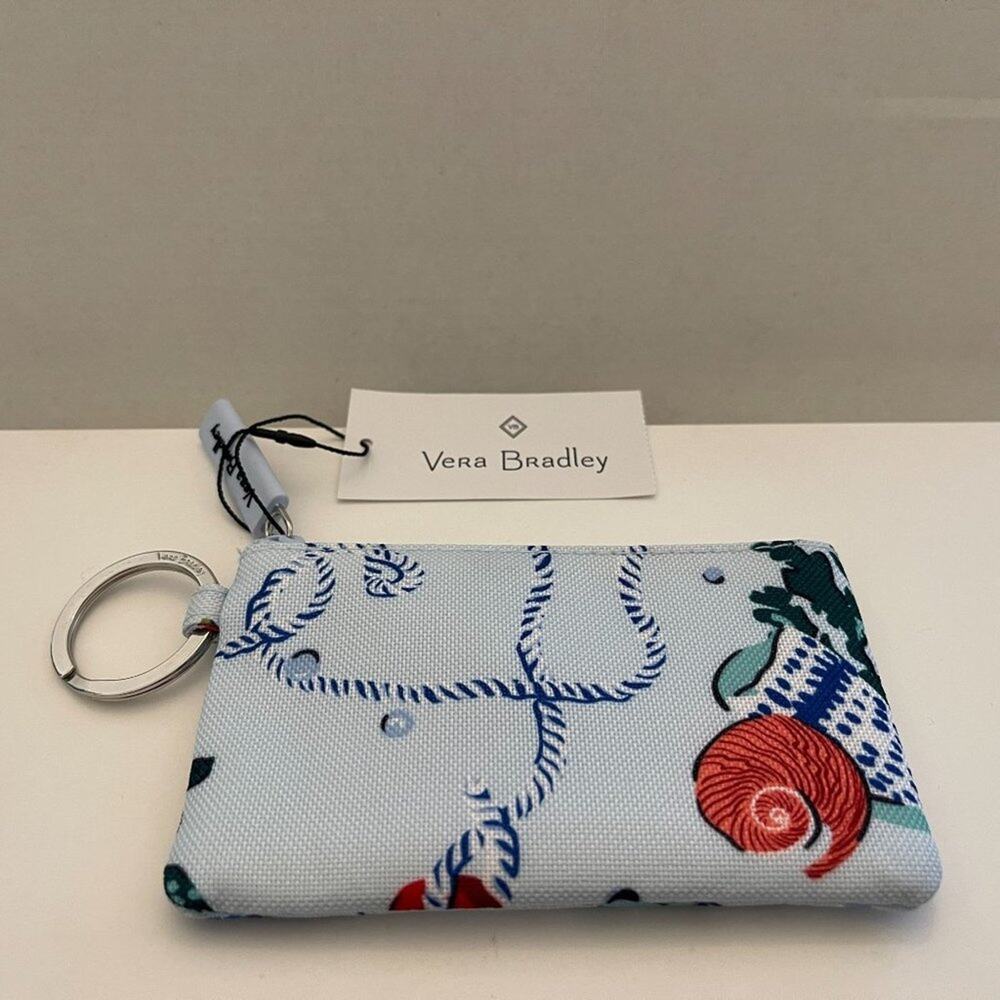 Vera Bradley Lighten Up Zip ID Case Anchors Aweigh Beach Ocean Theme - Picture 4 of 6